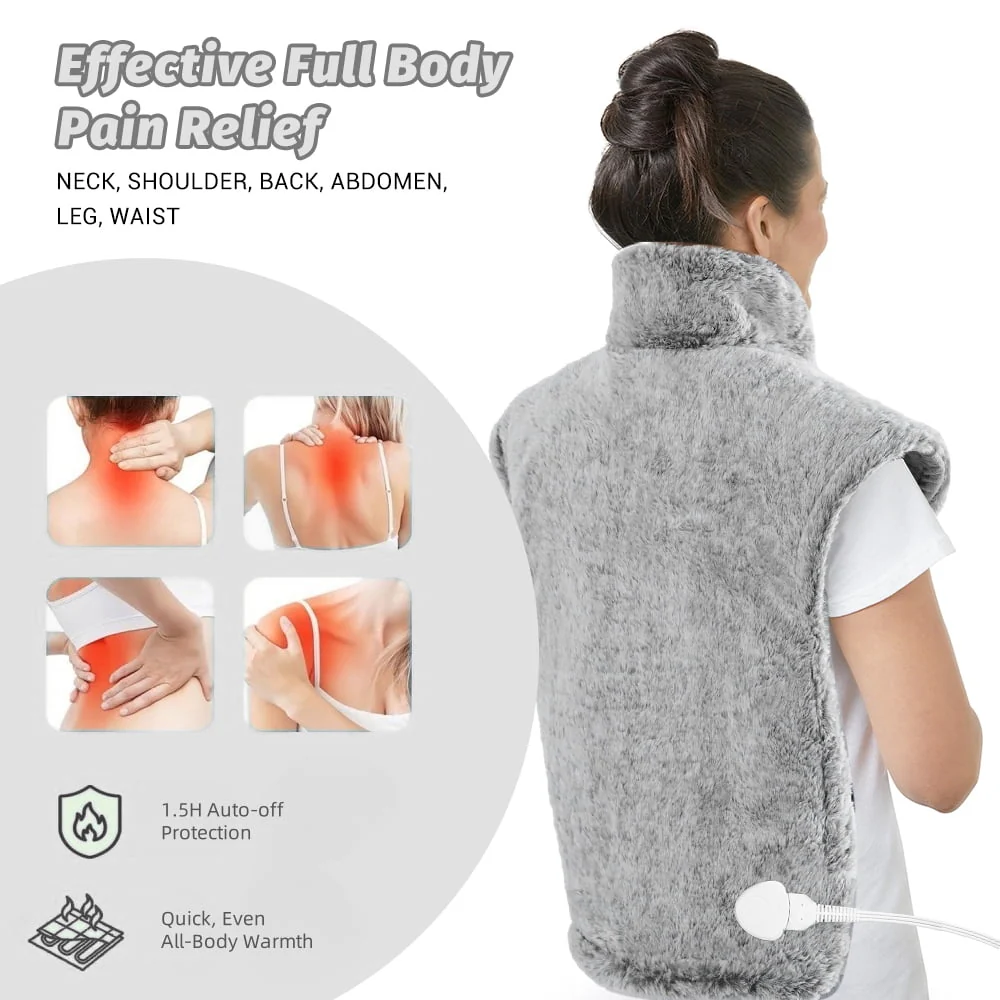 24"x36" Heating Pads for Neck and Shoulder, Back Heating Vest Fast Heating with 6 Heat Settings,Christmas Gift, Grey - Image 3