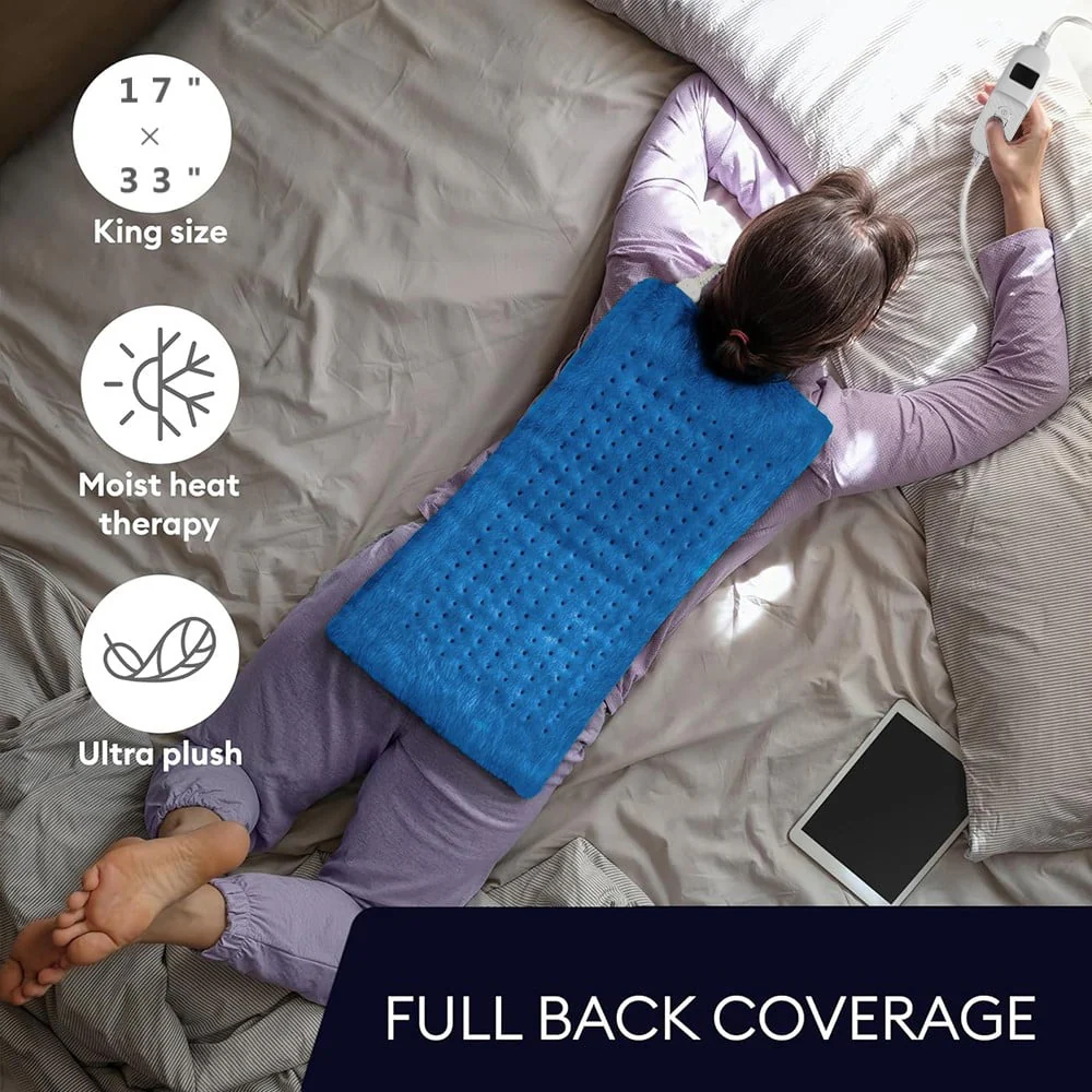 33"x17" Heating Pad Portable Heating Pad for Shoulder Neck, 2 Hours Auto Shut-off & 10 Temperatures, Blue - Image 5