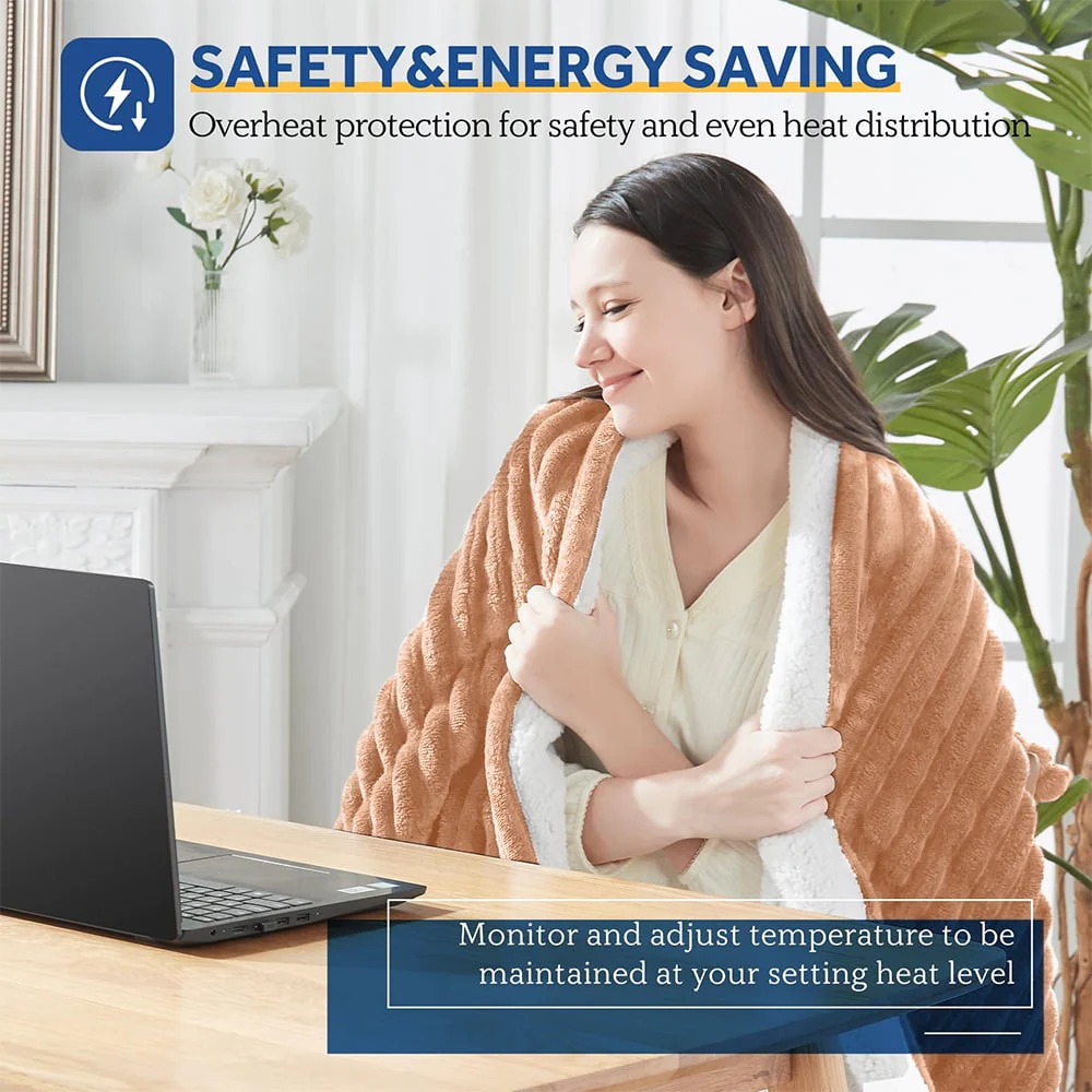 Electric Heated Blanket Twin size - 62"x84" Heating Blanket with 8 hours Auto-off, 10 Level Over-heat Protection, Soft Flannel - Image 8