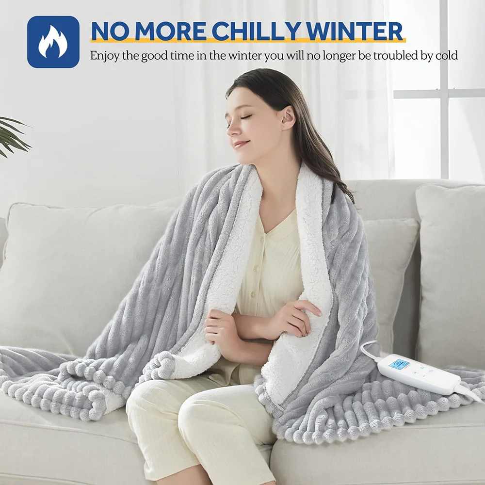 Electric Heated Blanket Twin size - 62"x84" Heating Blanket with 8 hours Auto-off, 10 Level Over-heat Protection, Soft Flannel - Image 8