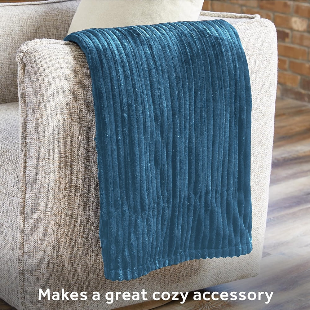 Heated Blanket Electric Queen Striped Flannel Blanket 84"x90" Electric Blanket with 6 Heat Settings 10 Hour Timer Auto Shut Off, Blue - Image 4