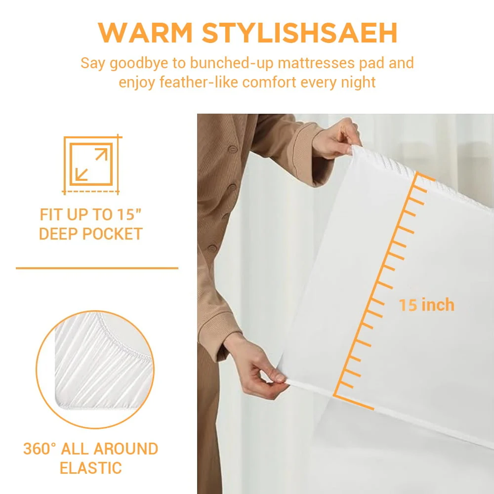 Heated Mattress Pad Queen Size, 80"x60" Electric Bed Warmer with Dual Controller 6 Heat Settings & Auto off, Deep Pocket Fit Machine Washable, Gray - Image 3