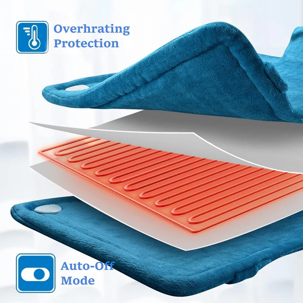 kibhous Heating Pad for Back, Neck and Shoulders, 24 x 33 inches with 10 Heating Levels ,Blue - Image 3