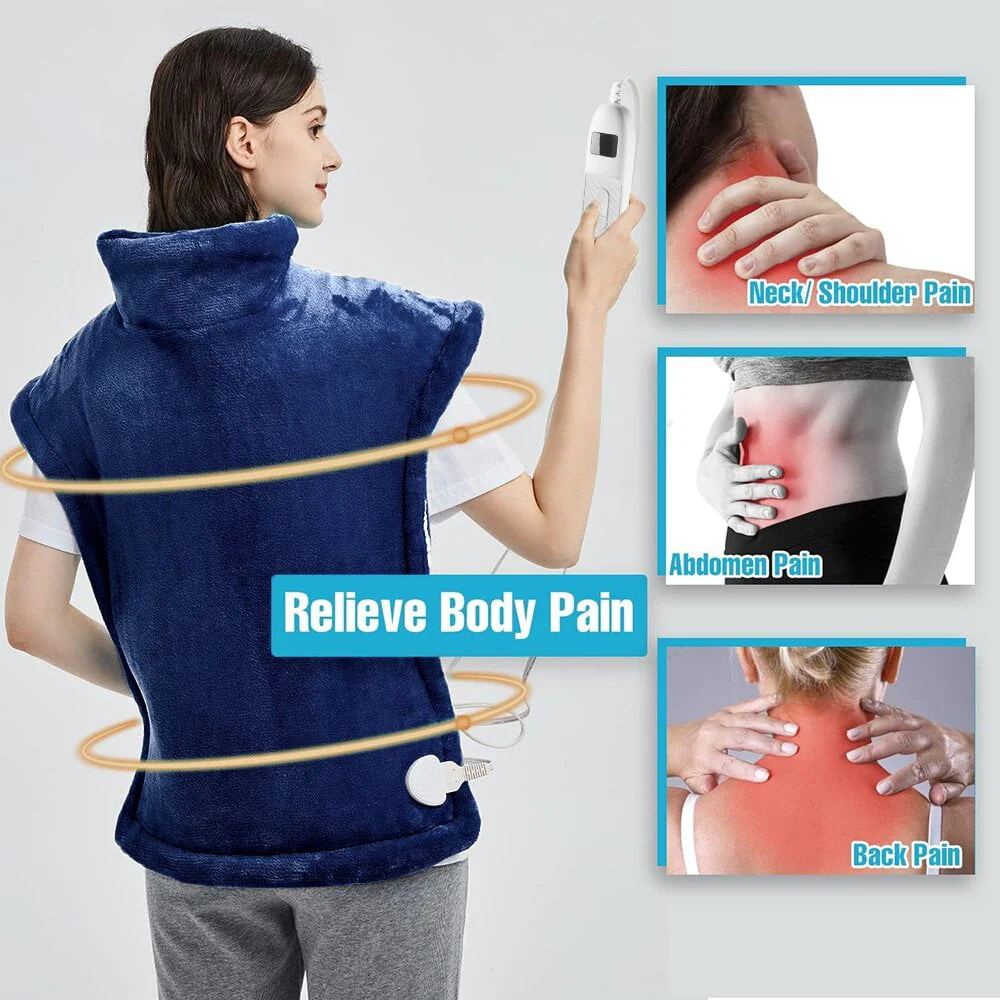 kibhous Heating Pad for Back, Neck and Shoulders, 24 x 33 inches with 10 Heating Levels , Dark Blue - Image 6